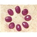 Fil 39cm 27pc env - Perles de Pierre - Jade Ovales Facettés 14x10mm Violet Rose 