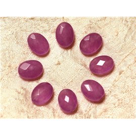 Hilo 39cm 27pc aprox - Cuentas de Piedra - Jade Facetado Ovalado 14x10mm Morado Rosa 