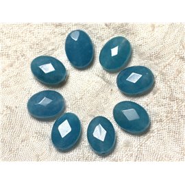 Thread 39cm 27pc approx - Stone Beads - Faceted Jade Oval 14x10mm Blue 