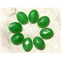 Fil 39cm 27pc env - Perles de Pierre - Jade Ovales Facettés 14x10mm Vert 