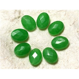 Gewinde ca. 39 cm 27 Stück - Steinperlen - Facettiertes Jade-Oval 14 x 10 mm grün 