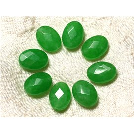 Thread 39cm 27pc approx - Stone Beads - Faceted Jade Oval 14x10mm Green 