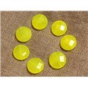 Fil 39cm 27pc env - Perles de Pierre - Jade Palets Facettés 14mm Jaune Fluo 