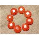Fil 39cm 27pc env - Perles de Pierre - Jade Palets Facettés 14mm Orange Capucine