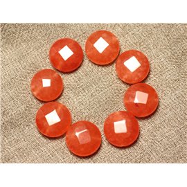 Filo 39 cm 27 pz circa - Perline di pietra - Palette sfaccettate in giada 14 mm Arancione 