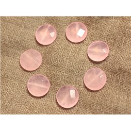 Fil 39cm 27pc env - Perles de Pierre - Jade Palets Facettés 14mm Rose clair 