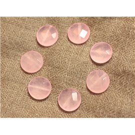 Thread 39cm 27pc approx - Stone Beads - Jade Faceted Palets 14mm Light pink 