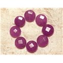 Fil 39cm 27pc env - Perles de Pierre - Jade Palets Facettés 14mm Violet rose Mauve