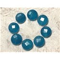 Fil 39cm 27pc env - Perles de Pierre - Jade Palets Facettés 14mm Bleu Azur