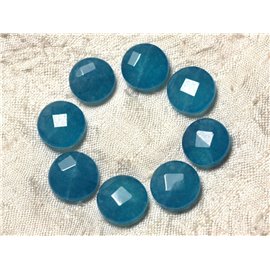 Rijg ongeveer 39cm 27st - Stenen kralen - Jade facet paletten 14 mm blauw 