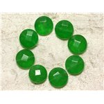 Fil 39cm 27pc env - Perles de Pierre - Jade Palets Facettés 14mm Vert 