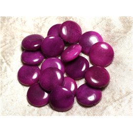 Thread 39cm approx 20pc - Stone Beads - Jade Palets 18mm Purple Magenta 