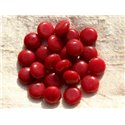 Fil 39cm 31pc env - Perles de Pierre - Jade Palets 12mm Rouge 
