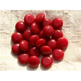 Thread 39cm 31pc approx - Stone Beads - Jade Palets 12mm Red 