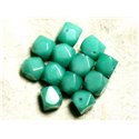 Fil 39cm 25pc env - Perles de Pierre - Jade Cubes Facettés 14-15mm Vert Turquoise 