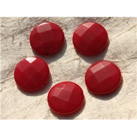 Hilo 39cm aprox.15pc - Cuentas de piedra - Paletas grandes facetadas de jade 25mm Rojo 