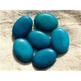 Rijg 39cm ca 14st - Stenen kralen - Grote Jade Ovaal 25x18mm Turquoise Blauw 