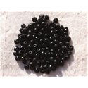 Fil 39cm 140pc env - Perles de Pierre - Jade Rondelles Facettées 4x2mm Noir 
