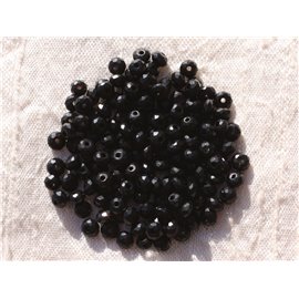 Fil 37cm 140pc env - Perles Pierre - Jade Rondelles Facettées 4x2mm Noir