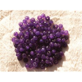 Thread 39cm 140pc approx - Stone Beads - Jade Faceted Rondelles 4x2mm Purple 