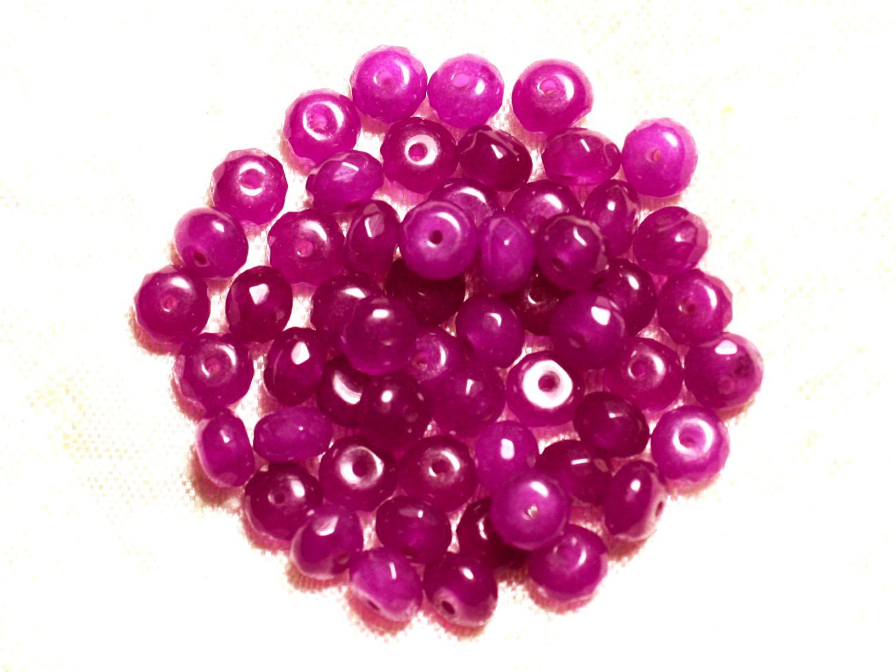 Fil 39cm 90pc env - Perles de Pierre - Jade Rondelles Facettées 6x4mm Violet Rose Magenta 