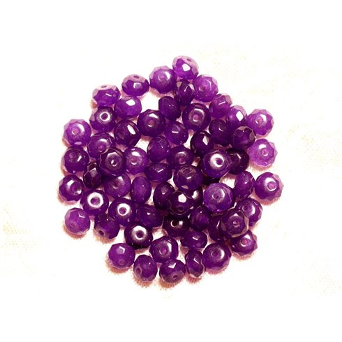 Fil 39cm 90pc env - Perles de Pierre - Jade Rondelles Facettées 6x4mm Violet 