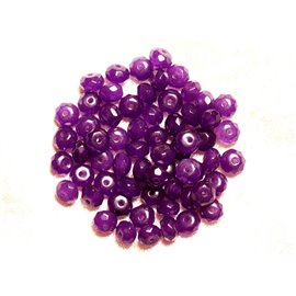Thread 39cm approx 90pc - Stone Beads - Jade Faceted Rondelles 6x4mm Purple 