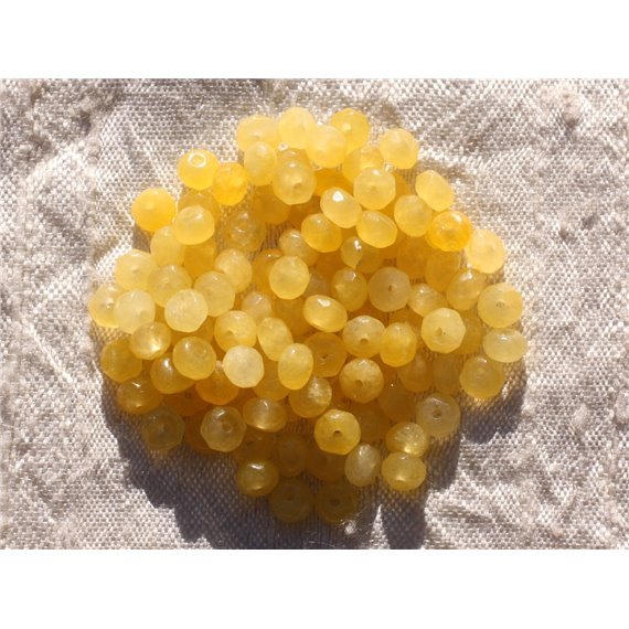 Fil 39cm 110pc env - Perles de Pierre - Jade Rondelles Facettées 5x3mm Jaune