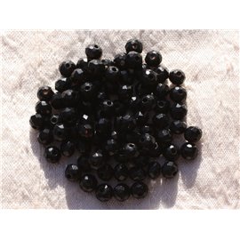 Filo 39 cm circa 90 pz - Perline di pietra - Rondelle sfaccettate in giada 6x4 mm nere 