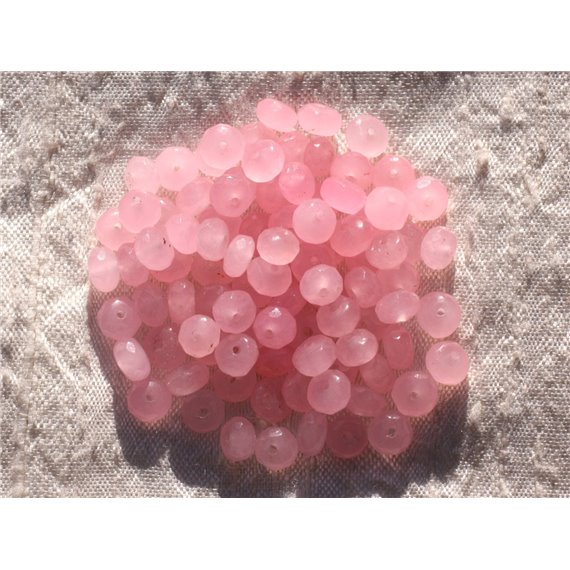 Fil 39cm 90pc env - Perles de Pierre - Jade Rondelles Facettées 6x4mm Rose clair 