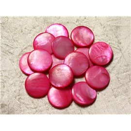 Faden 39cm ca. 18 Stück - Perlmutt Paletten 20mm Fuchsia Pink 