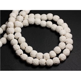 Hilo 39cm aprox 40pc - Cuentas de Piedra - Bolas Laver 10mm Blanco 