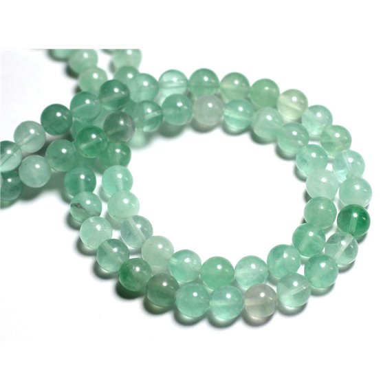 Fil 39cm 68pc env - Perles de Pierre - Fluorite Verte Boules 6mm 