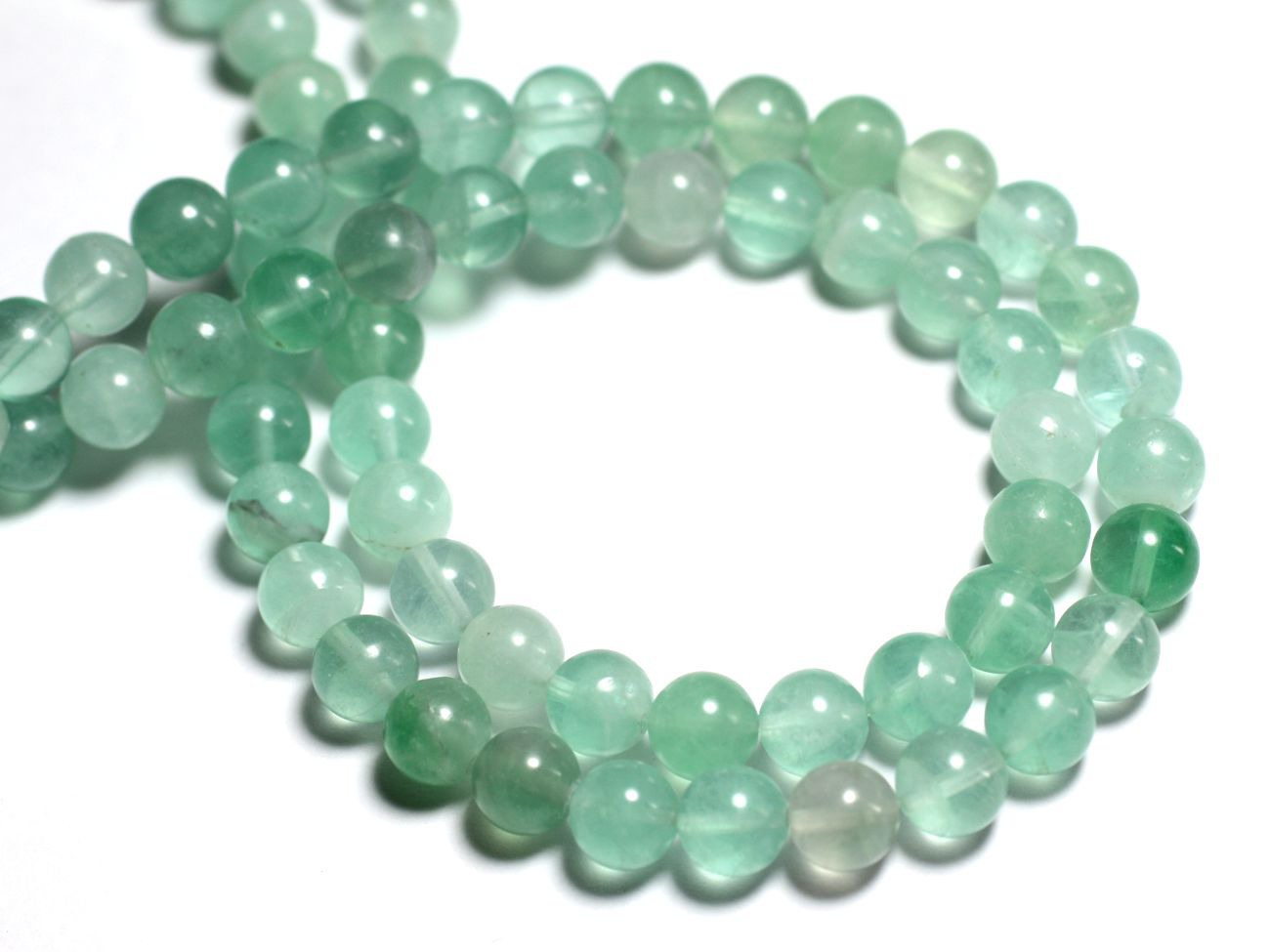 Fil 39cm 68pc env - Perles de Pierre - Fluorite Verte Boules 6mm 