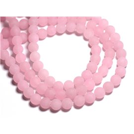 Filo 39 cm circa 48 pz - Perline di pietra - Palline di giada 8 mm Rosa chiaro satinato opaco 