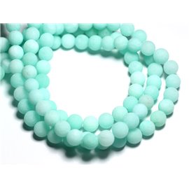 Thread 39cm approx 45pc - Stone Beads - Jade Balls 8mm Green Turquoise Matt frosted 