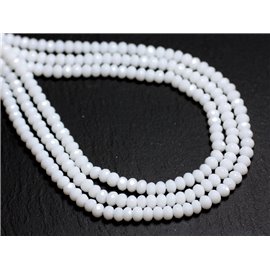 Hilo 39cm 130pc aprox - Cuentas de Piedra - Rondelles Facetadas Jade 4x2mm Blanco Opaco 