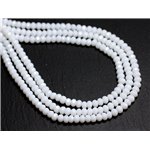 Fil 39cm 130pc env - Perles de Pierre - Jade Rondelles Facettées 4x2mm Blanc opaque 
