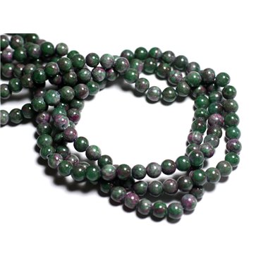 Fil 39cm 68pc env - Perles de Pierre - Jade Boules 6mm Vert Rose 