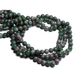 Fil 39cm 68pc environ - Perles Pierre - Jade Boules 6mm Vert Violet Rose