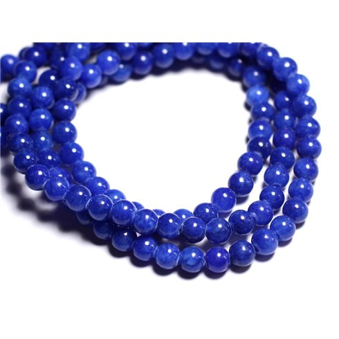Fil 39cm 67pc env - Perles de Pierre - Jade Boules 6mm Bleu roi 