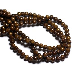 Thread 39cm 67pc approx - Stone Beads - Jade Balls 6mm Brown Ocher 