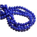 Fil 39cm 50pc env - Perles de Pierre - Jade Boules 8mm Bleu Roi 
