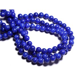 Fil 39cm 50pc env - Perles de Pierre - Jade Boules 8mm Bleu Roi 