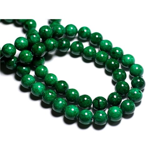 Fil 39cm 40pc env - Perles de Pierre - Jade Boules 10mm Vert Empire 