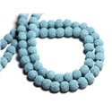 Fil 39cm 40pc env - Perles de Pierre - Lave Boules 10mm Bleu Turquoise 