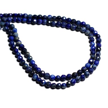 Fil 39cm 96pc env - Perles de Pierre - Lapis Lazuli Boules Facettées 4mm 