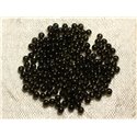 Fil 39cm 190pc env - Perles de Pierre - Obsidienne noire fumée Boules 2mm 