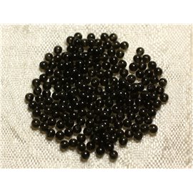 Filo 39 cm circa 190 pz - Perline di pietra - Sfere di ossidiana nera fumé da 2 mm 
