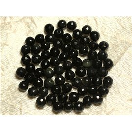 Rijg ongeveer 39cm 61st - Stenen kralen - Regenboog zwart obsidiaan Facetballen 6 mm 